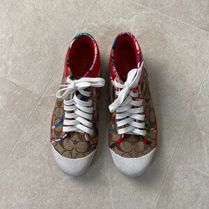Coach Zoe Multi-Color Monogram High Top Sneakers